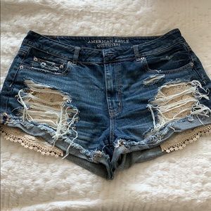 Ripped jean shorts